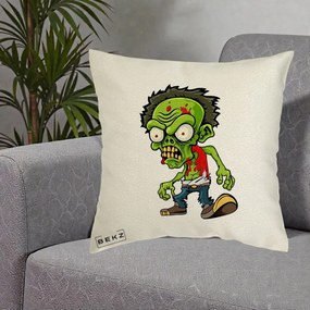 Perna Decorativa Zombie Halloween, 40x40 cm, Ecru, Husa Detasabila, Perna Inclusa, BEKZ®