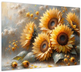 Tablou - Pictură cu floarea-soarelui (70x50 cm)