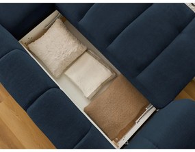 Colțar albastru închis extensibil/cu spațiu de depozitare (cu colț pe partea dreaptă/cu șezlong) Fuji – Bobochic Paris