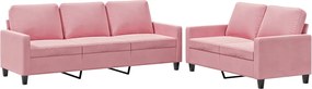 vidaXL Set de canapele cu perne, 2 piese, roz, catifea