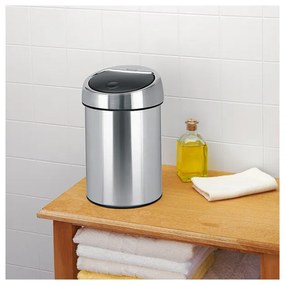Cos de gunoi Brabantia Touch Bin 647211, 3 L, Deschidere lina si silentioasa, Montare pe perete, Inox/Mat