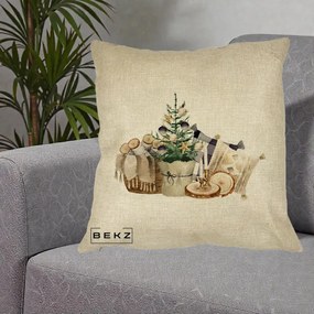 Perna Decorativa Colt Cozy de Craciun Boho, 40x40 cm, Crem, Husa Detasabila, Perna Inclusa, BEKZ®