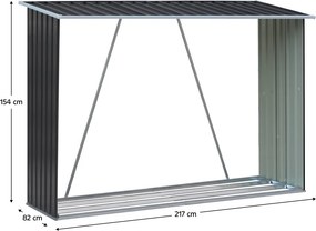 Magazie pentru lemn, antracit/alb, 217x82x154 cm, DARYL TIP 2
