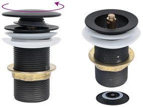 vidaXL Ventil scurgere push, fără preaplin, negru 6,4x6,4x9,1 cm