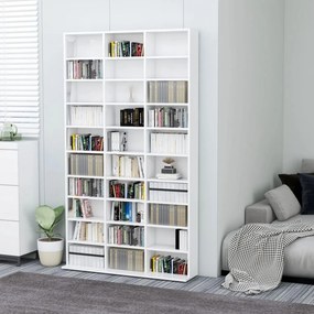 vidaXL Dulap CD-uri, alb extralucios, 102x16x177,5 cm, lemn compozit