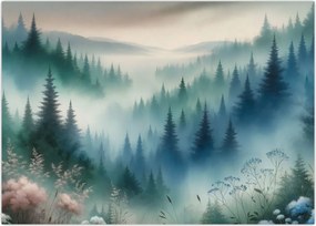 Tablou - Peisaj forestier cu ceață (70x50 cm)