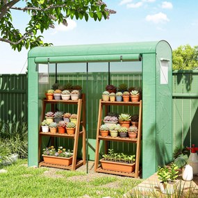 Outsunny Seră de balcon cu ușă rulabilă și 2 ferestre din plasă, seră pentru legume cu structură din oțel și husă PE, 200x75x188 cm, verde | Aosom Romania