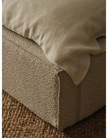 Pat matrimonial crem tapițat cu spațiu de depozitare cu somieră 180x200 cm Simon – Micadoni