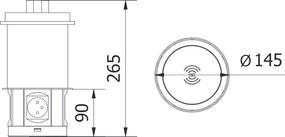 Priza incorporabila in blat Comfort Plus GTV, incarcator wireless 5W, 4 prize Schuko, 2 x USB A, 2 x RJ45, alb, D: 120 mm Aluminiu  plastic, Alb,