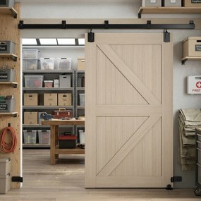 HOMCOM Set feronerie uși glisante pentru sarcină mare 244 cm Negru pentru uși simple | Aosom Romania