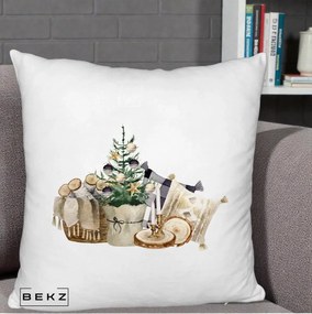 Perna Decorativa Colt Cozy de Craciun Boho, 40x40 cm, Alb Pufos, Husa Detasabila, Perna Inclusa, BEKZ®