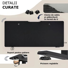 Birou de birou reglabil pe înălțime FLEXI, 160x75x72–117cm, negru Casaria