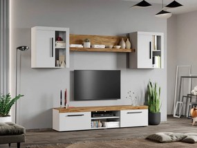 Set Mobilier Living Alb cu Stejar Auriu-Olaf-C11