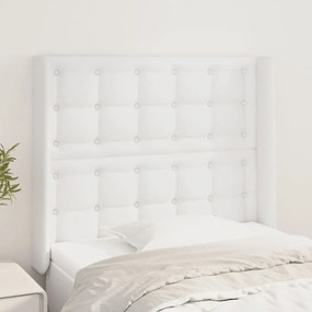 3119659 vidaXL Tăblie de pat cu aripioare, alb, 93x16x118/128 cm, piele eco