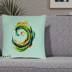 Perna Decorativa Vortex Abstract Colorat, 40x40 cm, Verde Menta, Husa Detasabila, Perna Inclusa, BEKZ®