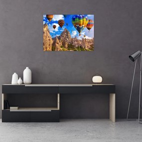Tablou pe sticlă - Baloane cu aer cald, Cappadocia, Turcia. (70x50 cm)