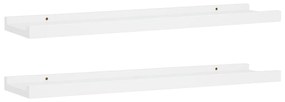 323929 vidaXL Rafturi rame foto cu bordură, 2 buc., alb, 60 x 9 x 3 cm, MDF