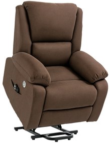 HOMCOM Scaun Electric Rabatabil cu 8 Puncte de Masaj și Suport pentru Picioare, Fotoliu Modern din Țesătură, 87x92x105 cm, Cafea | Aosom Romania