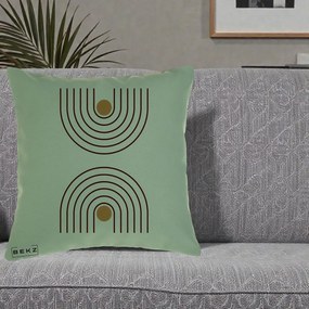 Perna Decorativa Geometric Boho Arc, 40x40 cm, Verde, Husa Detasabila, Perna Inclusa, BEKZ®