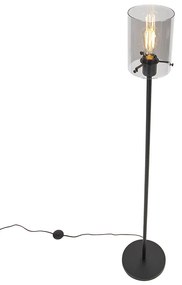 Lampa de podea de design neagră cu sticlă fumurie - Dome