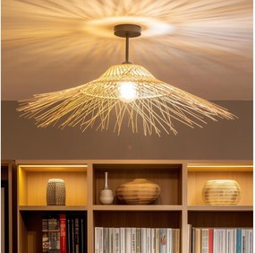 Brilagi - Lustră LED aplicată CERIA BOHO 1xE27/60W/230V Ø 70 cm negru/bej