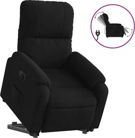 vidaXL Fotoliu rabatabil electric cu ridicare, negru, microfibră