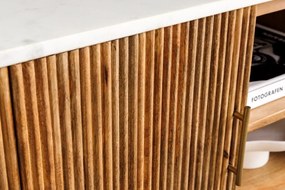 Comoda TV lemn de mango, marmura alba TRES CHIC 140cm