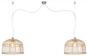 Lustra cu 2 pendule din lemn de bambus, material natural, durabil si ecologic, Borneo 42cm