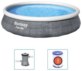 Bestway set piscină gonflabilă fast set, cu pompă, 396 x 84 cm