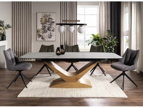 Masa extensibila Dolce Ceramic alba Statuario Venato/stejar L180-240xl95 cm
