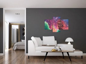 Tablou - Cerul spațial cu navă (90x60 cm)