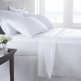 Lenjerie de pat pentru doua persoane, Boutique Percale, 4 piese, amestec bumbac, TC 200, 130 gr/mp, alb