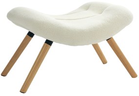 HOMCOM Fotoliu pentru picioare modern din lemn cu acoperire din polar și picioare din fag, căptușit, pentru living, dormitor, vestibul, cremă albă | Aosom Romania