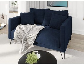 Canapea albastru-închis cu tapițerie din chenille 140 cm Freya – Ropez