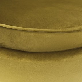 Fotoliu în stil Art-deco, catifea Velvet muştar/crom auriu, NOBLIN