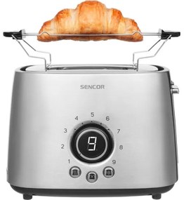 Prăjitor de pâine cu două fante și funcție de încălzire Sencor 1000W/230V argintiu