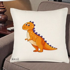 Perna Decorativa T-Rex Portocaliu, 40x40 cm, Crem Reliefat, Husa Detasabila, Perna Inclusa, BEKZ®
