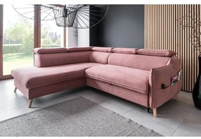 Colțar roz deschis extensibil cu tapițerie din catifea (cu colț pe partea stângă ) Sweet Harmony – Miuform