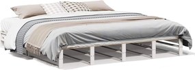 vidaXL Cadru de pat fără saltea, alb, 200x200 cm, lemn masiv pin