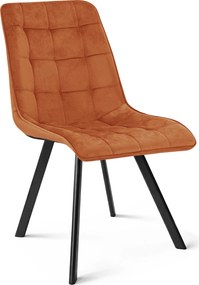 Scaun de sufragerie CIEZA VELVET cu picioare negre, teracota