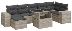 3326843 vidaXL Set mobilier de grădină cu perne, 8 piese gri deschis poliratan