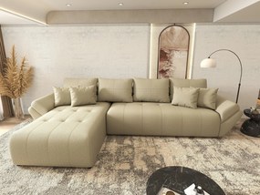 Colțar extensibil dumonde cu ladă de depozitare si sezut confortabil din spuma high-density, Berlin XL Enjoy Camel 350x185 cm