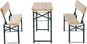 Outsunny Set Berarie de Extern Masa si 2 Banci cu Spatar Pliabil in Lemn de Brad