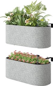 Outsunny Set 2 ghivece suspendate jardiniere cu orificiu de scurgere și cârlige 42 x 16 x 15 cm gri deschis | Aosom Romania