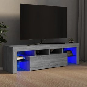 822642 vidaXL Comodă TV cu lumini LED, gri sonoma, 140x36,5x40 cm