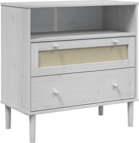 vidaXL Servantă SENJA, aspect ratan alb, 80x40x80 cm, lemn masiv pin
