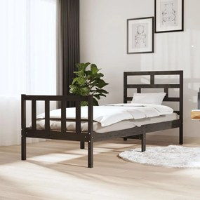 3101310 vidaXL Cadru de pat mic single, gri, 75x190 cm, lemn masiv de pin