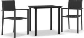 vidaXL Set de mobilier de grădină, 3 piese, negru