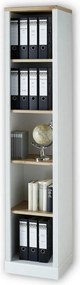 Biblioteca JASMIN, alb/stejar artisan, PAL, 43x38x204 cm