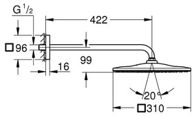 Palarie si brat de dus Grohe Rainshower Mono Cube 310 antracit periat Hard Graphite Antracit periat